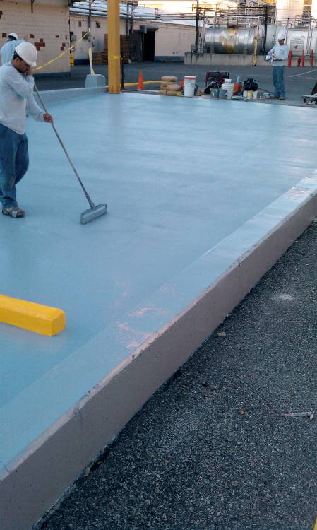 A polymeric coating system with chemical resistant properties was applied to protect and preserve the dock area.