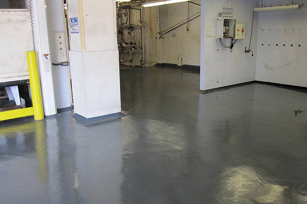 Final coats provide slip-resistance and chemical protection.