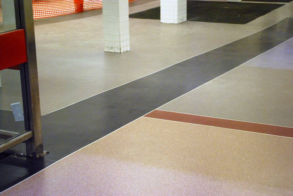 PermaFloor's skilled crews are precise in color placement.