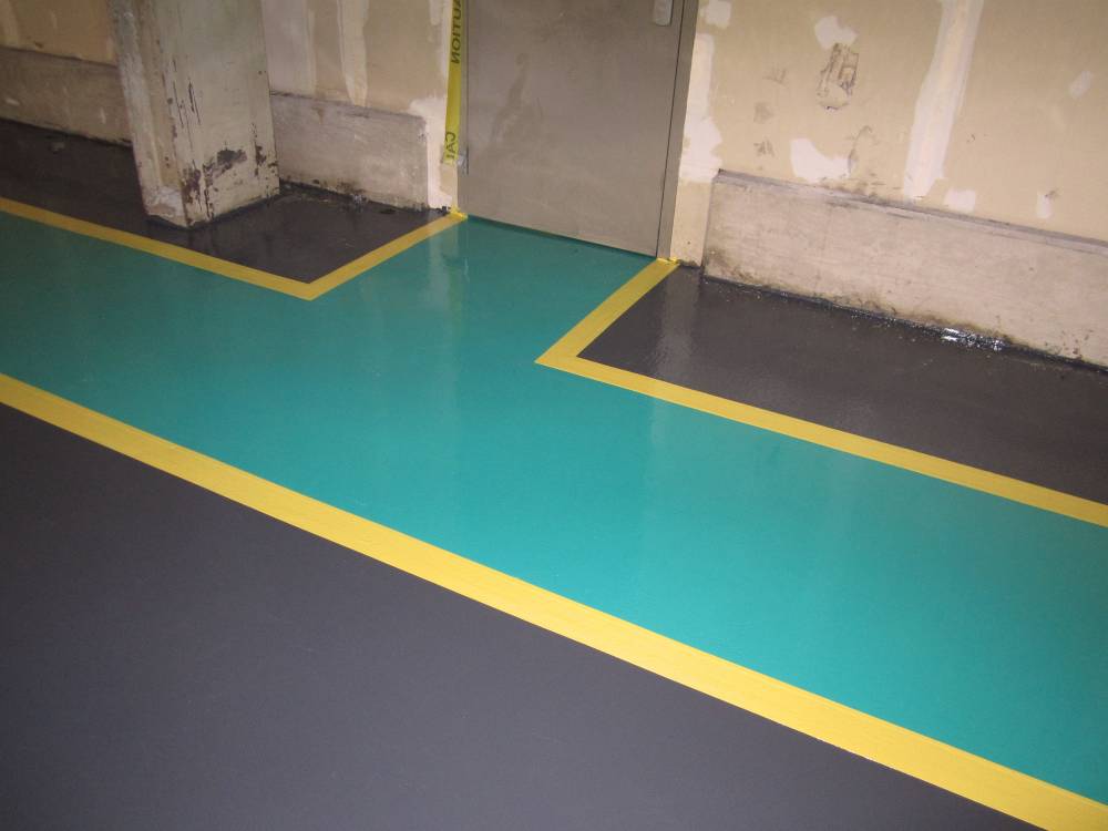 Decorative custom colors were used to delineate walkways.